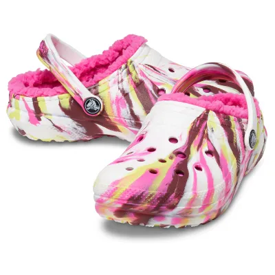 CROCS Παιδικά Σαμπό CLASSIC LINED MARBLED Clog Kids Electric Pink 207773-6RW 2
